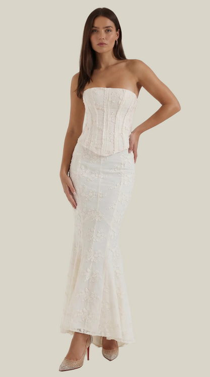 Robe maxi femme corset dentelle bustier