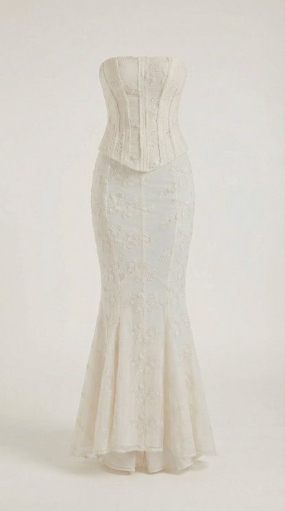 Robe maxi femme corset dentelle bustier