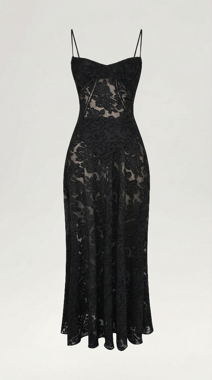Robe maxi dentelle femme col cœur