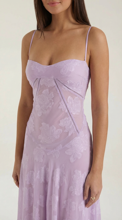 Robe maxi dentelle femme col cœur