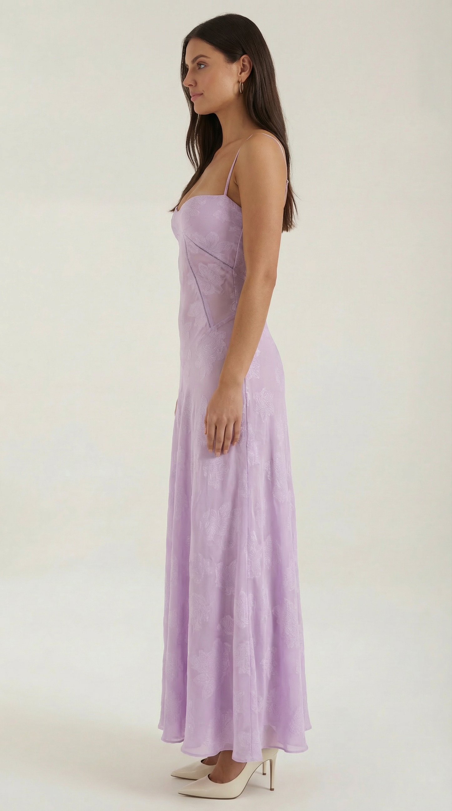 Robe maxi dentelle femme col cœur
