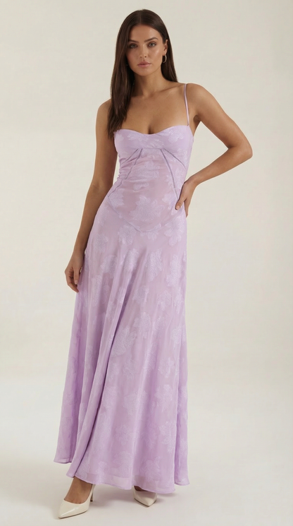 Robe maxi dentelle femme col cœur