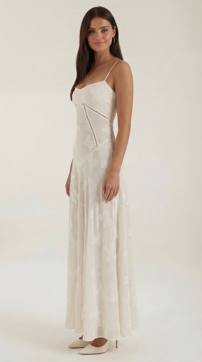 Robe maxi dentelle femme col cœur