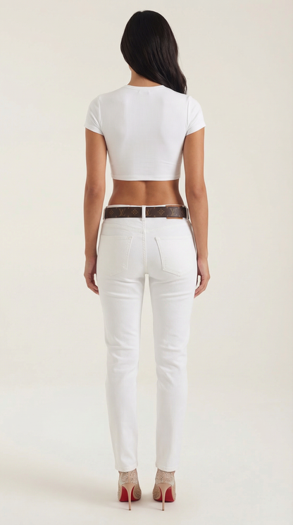 Top court femme col rond manches longues