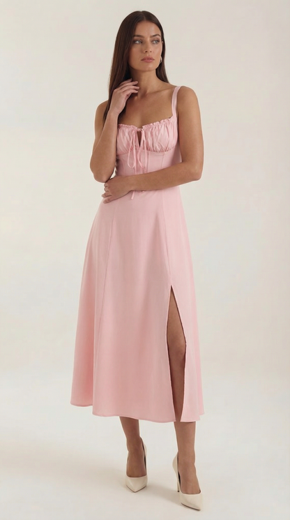 Robe midi lacets élégante femme
