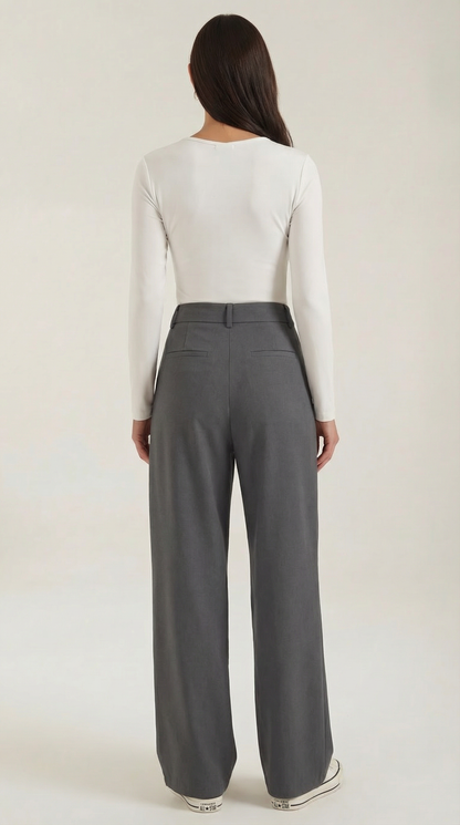 Pantalon large femme portefeuille asymétrique