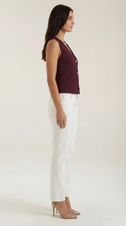 Gilet femme en maille boutonné