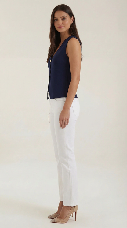 Gilet femme en maille boutonné