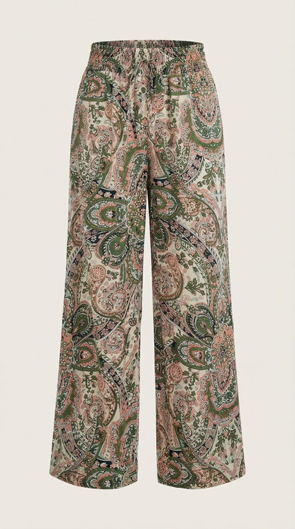 Pantalon large taille haute femme plis devant