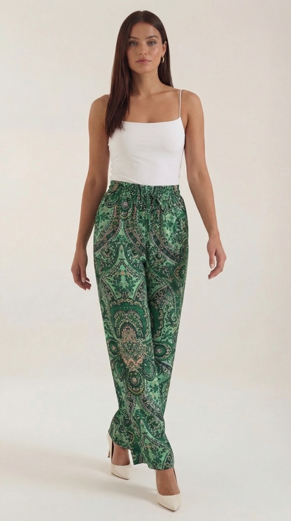 Pantalon large taille haute femme plis devant