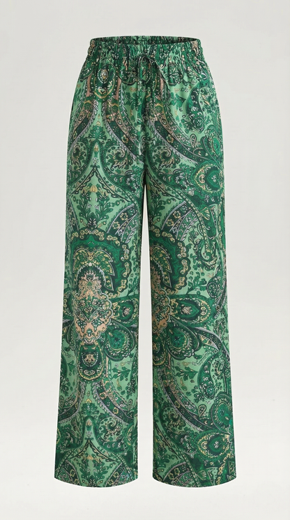 Pantalon large taille haute femme plis devant