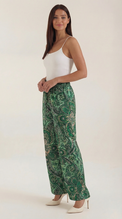 Pantalon large taille haute femme plis devant
