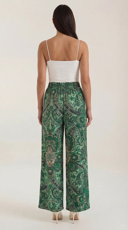 Pantalon large taille haute femme plis devant