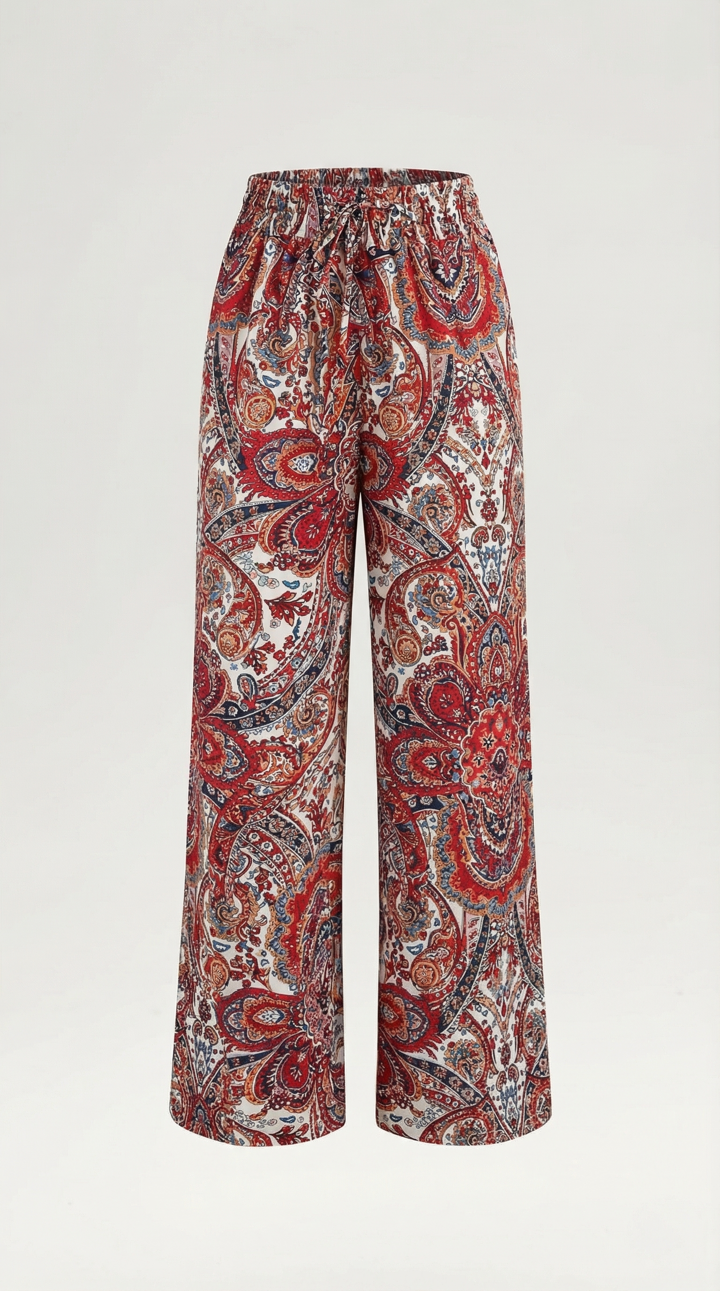 Pantalon large taille haute femme plis devant