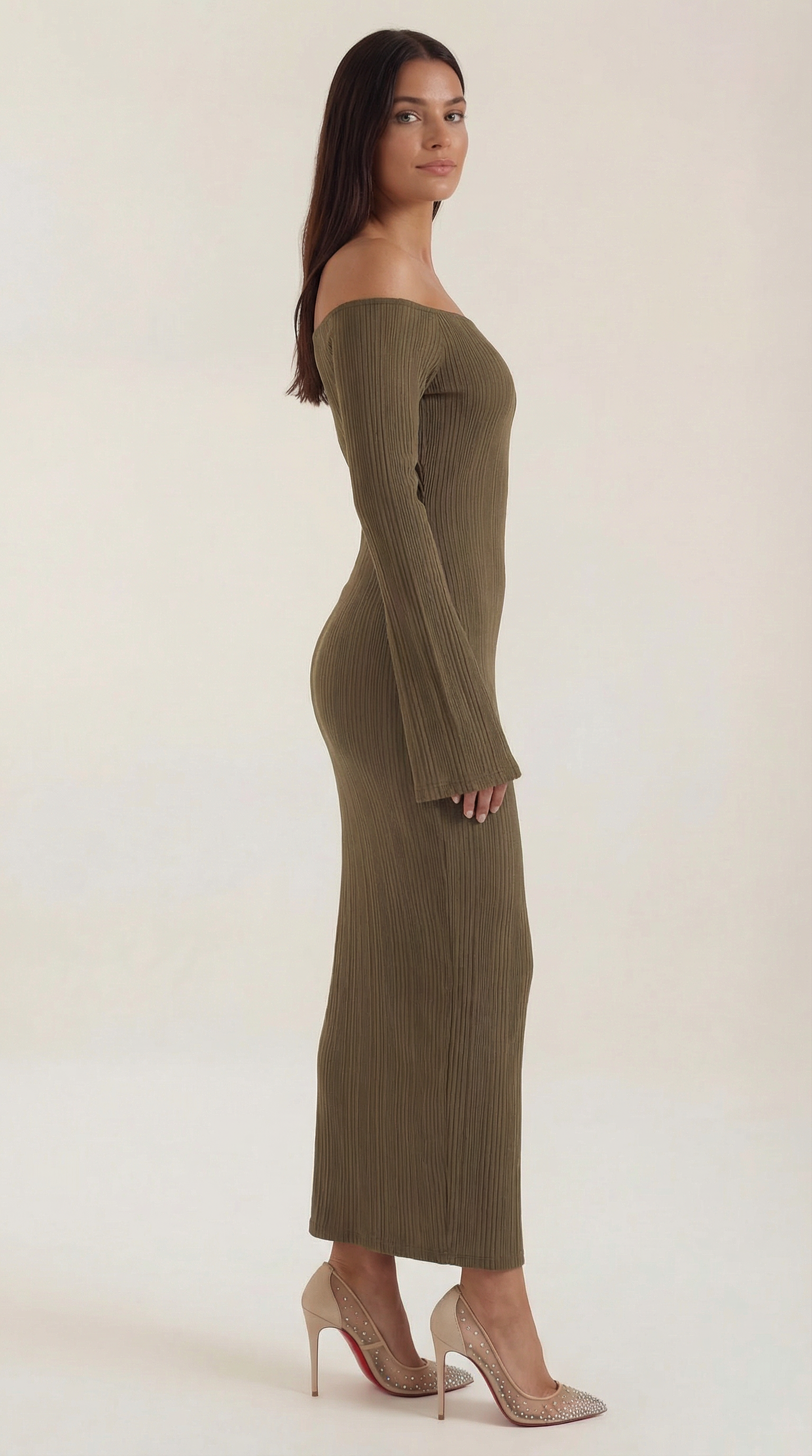 Robe maxi moulante femme épaules dénudées