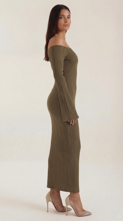 Robe maxi moulante femme épaules dénudées