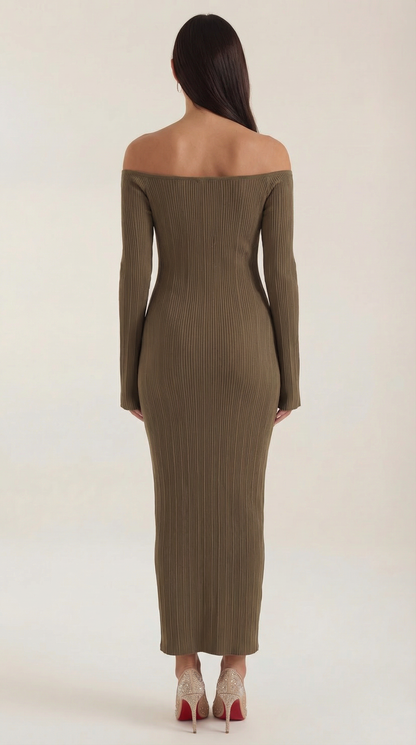 Robe maxi moulante femme épaules dénudées