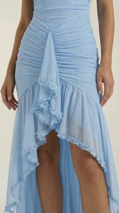 Robe maxi femme froncée col cœur