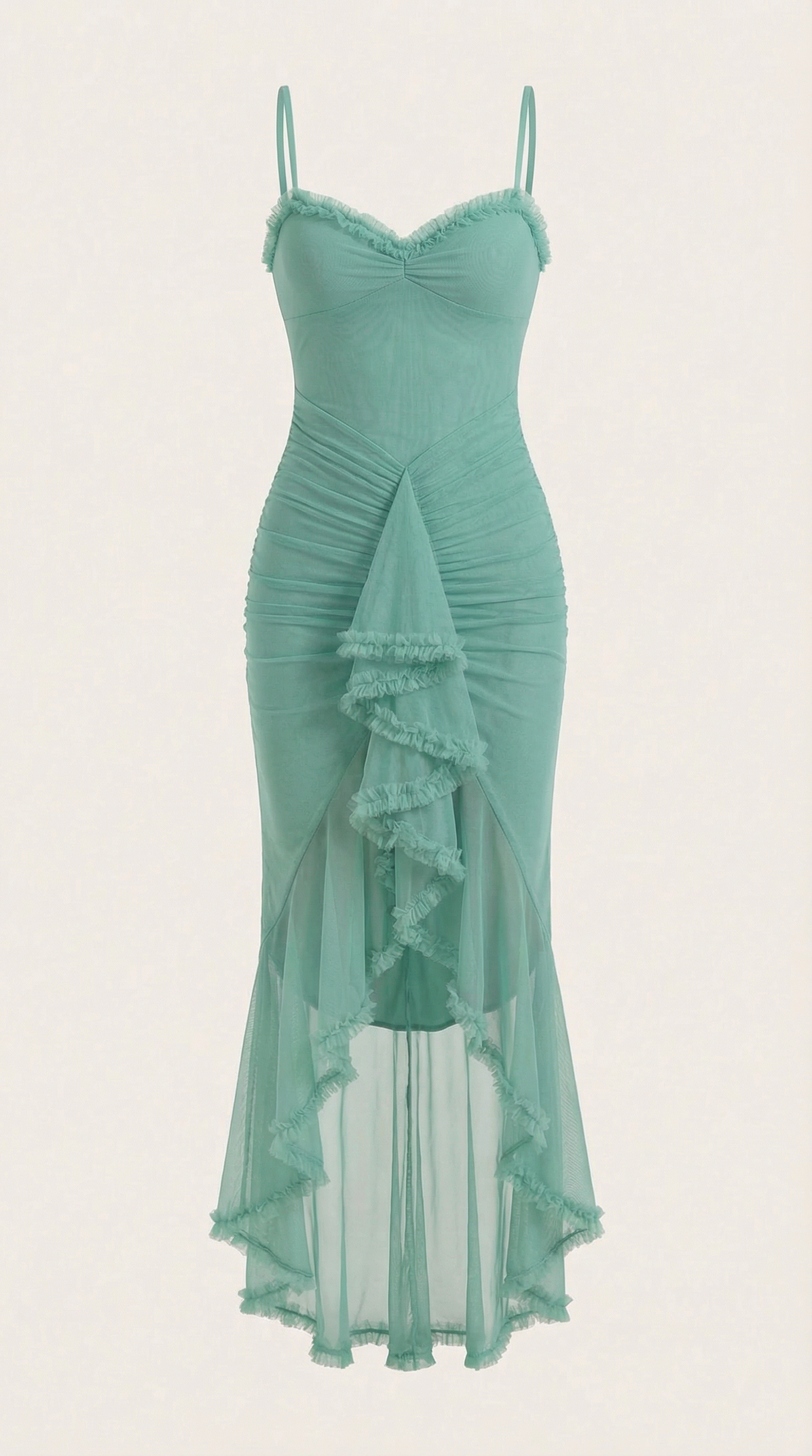 Robe maxi femme froncée col cœur