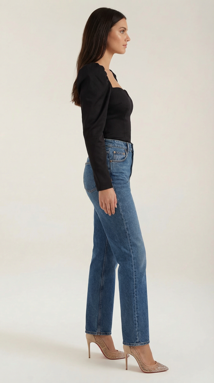 Corps femme manches bouffantes col cœur
