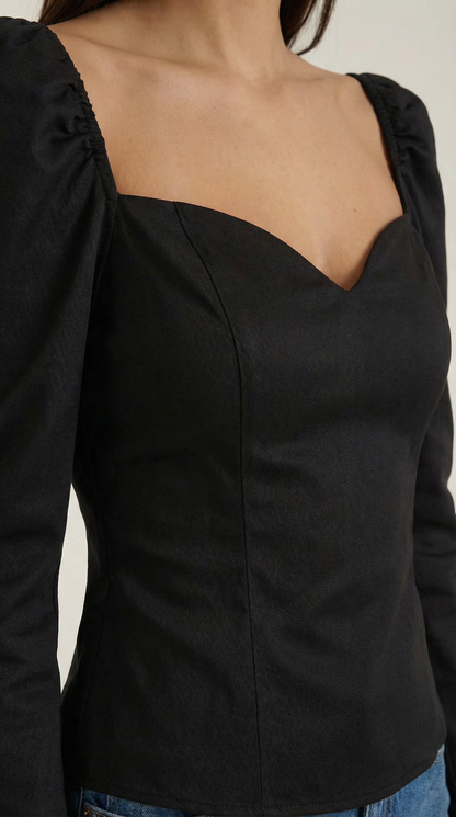 Corps femme manches bouffantes col cœur