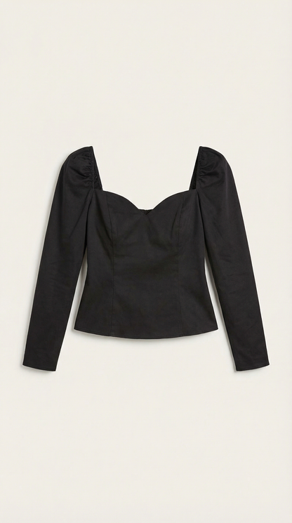Corps femme manches bouffantes col cœur