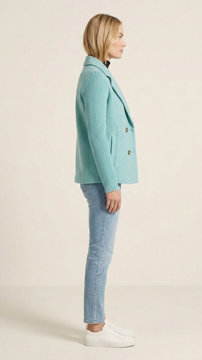 Blazer femme double boutonnage manches contrastées